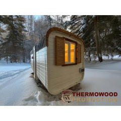 Мобільна квадро баня бочка 2.4x4.5м під ключ від Thermowood Production Київ