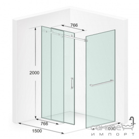 Душевая кабина Liberta Legia 1500x1000x2000 стекло графит, ручка рейлинг-кноб верт, полотецедерж. бк. ст 700