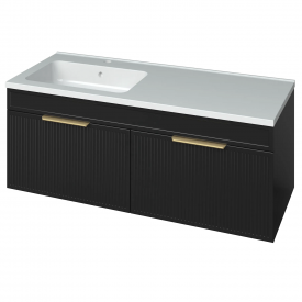 Тумба в ванную Mirater Адель L 1200х480 подвесная, с умывальником Родео 120, черная