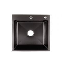 Мийка для кухні інтегрована Lidz Handmade H5050B (LDH5050BPVD43619) Brushed Black PVD 3,0/0,8 мм Ізмаїл