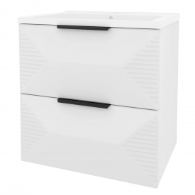 Тумба в ванную Mirater Медокс 600х630 подвесная, с умывальником Родео 60, белая