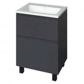 Тумба в ванную Mirater Родео 600х850 напольная, с умывальником Родео 60, черная