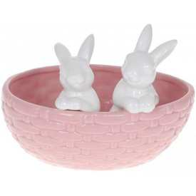 Горшок декоративный Кролики в корзинке 20х15х14.5см Pink BonaDi
