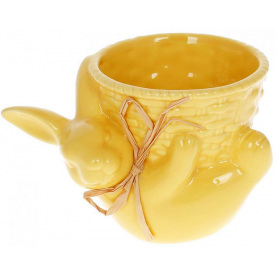 Горшок декоративный Зайки в корзинке 14х11х10см Yellow BonaDi