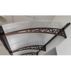 Металевий збірний навіс (козирок) над дверима Dash'Ok 3.05x1.5 м Style, мідь антик, мон 4 мм, прозр Лосинівка