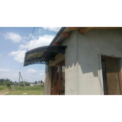 Металевий збірний навіс (козирок) над дверима Dash'Ok 2.05x1.5 м Hi-tech, чорний, мон 3 мм, бронза Токмак