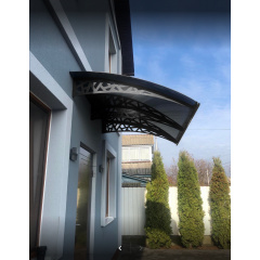 Металевий збірний навіс (козирок) над дверима Dash'Ok 2.05x1.5 м Hi-tech, чорний, мон 3 мм, бронза Токмак