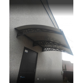 Металический сборный навес (козырек) над дверью Dash'Ok 2.05x1.5 м Hi-tech, черный, сот 6 мм, бронза