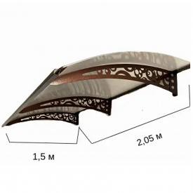 Металический сборный навес (козырек) над дверью Dash'Ok 2.05x1.5 м Style, медь антик, мон 4 мм, бронза