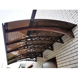 Металевий збірний навіс (козирок) над дверима Dash'Ok 3.05x1.5 м Style, темно-сірий, мон 4 мм, бронза