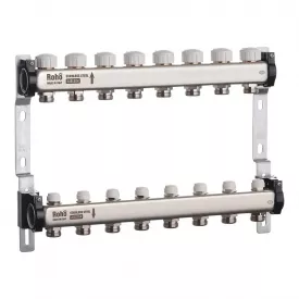 Коллектор теплого пола Roho R805-08 1″х8 НН 8-ый с термостатическими и запорными клапанами