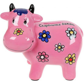 Скарбничка керамічна Корівка Скарбничка бажань 14х17см рожева Bona DP73600