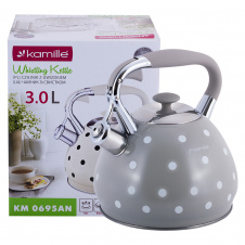 Кухонный чайник со свистком и ручкой из нержавеющей стали grey 3л KL225947 Kamille