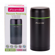 Термос для еды из нержавеющей стали Kamille 1 л Черный с салатовым (KL225584)