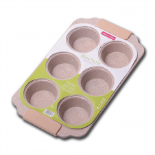 Духовая beige форма с 6 отделами из углеродной стали 30x18 см Kamille KL225807