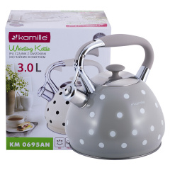 Кухонный чайник со свистком и ручкой из нержавеющей стали grey 3л KL225947 Kamille Чернігів