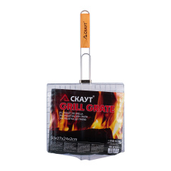Железная решетка с деревянной ручкой для гриля 27x24x2см Kamille KL225175 Львов