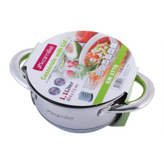 Кастрюля с крышкой 1.1л из нержавеющей стали и полыми ручками KL226008 Kamille Луцьк