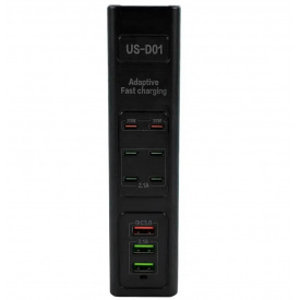Адаптер UKC US-D01 85W 3USB 110-265V Чорний