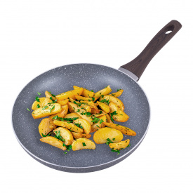 Кухонная сковорода из алюминия с антипригарным покрытием серый мрамор 28см KL225731 Kamille