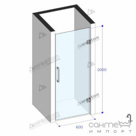 Душевая дверь в нишу Weston WD 1 600x2000 черный/стекло матовый графит, ручка рейлинг дв. ст. верт, защ. покр