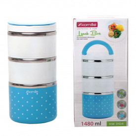 Контейнер для еды из пластика и нержавеющей стали 1480мл KL225450 Kamille blue
