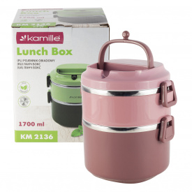 Эргономичный и компактный контейнер двойной pink 1700мл KL226259 Kamille