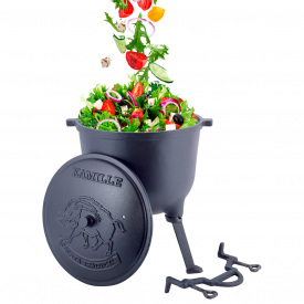 Чугунный эмалированный казан на ножках с крышкой для приготовления на огне 15л KL225642 Kamille