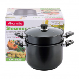 Кухонная двухуровневая пароварка из углеродной стали 8л KL225717 Kamille