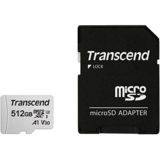 Карта пам'яті Transcend 300S microSDXC 512GB UHS-I U3 (TS512GUSD300S-A) + адаптер SD (6570658)