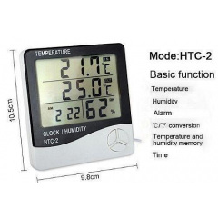 Цифровой термомогигрометр с датчиком HTC-2 100×108×20 мм Белый Полтава