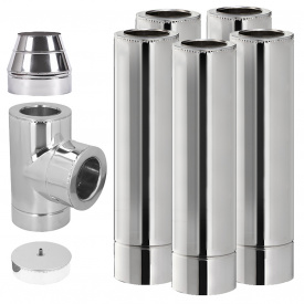 Дымоход из нержавейки Ø150/220 нерж-нерж 0,8 мм сэндвич вермикулит