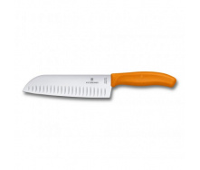 Кухонный нож Victorinox SwissClassic Santoku с воздушными карманами 170 мм в блистере Оранжевый (6.8526.17L9B)