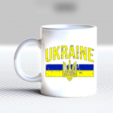 Белая кружка с принтом "Герб и флаг Ukraine" Кавун