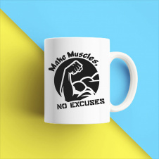 Кружка чашка белая с принтом "Make Muscles no excuses" Кавун