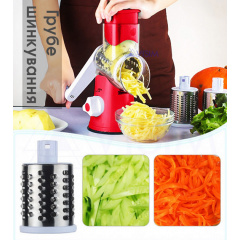 Овощерезка мультислайсер Tabletop Drum Grater Kitchen Master Терка для овощей и фруктов 3 насадки Красная/Белая Самбор