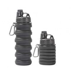 Складная силиконовая бутылка для воды и напитков с карабином Water Bottle Черная (7452994123) Одеса