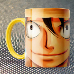 Чашка Fan Girl Луффи лицо Ванпис Большой Куш - One Piece (15722) 330 мл Желтый Херсон