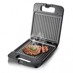 Контактный гриль электрический RAF R.516 с антипригарным покрытием 1400W Grey-Black Курінь