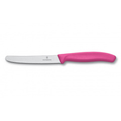 Кухонный нож Victorinox SwissClassic для нарезки 110 мм серрейтор Розовый (6.7836.L115) Курінь