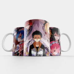 Чашка Fan Girl Нацуки Рем Рам и Эмилия Ре:Зеро Жизнь с нуля - Re: Zero (14899) 330 мл Белый Ирпень