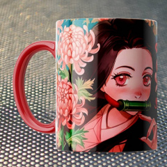 Чашка Fan Girl Незуко астры Клинок рассекающий демонов - Demon Slayer: Kimetsu no Yaiba (15755) 330 мл Красный Бориспіль