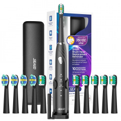 Портативная звуковая зубная щетка Seago Sonic SG2316 10 насадок кейс подставка Черный (858) Киев