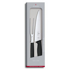 Кухонный набор нож и вилка Victorinox SwissClassic Carving Set Чёрный (6.7133.2G) Лозовая