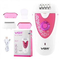 Эпилятор женский аккумуляторный VGR V-722 White-Pink (3_01736) Полтава
