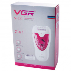 Эпилятор женский аккумуляторный VGR V-722 White-Pink (3_01736) Полтава