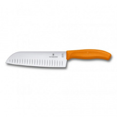 Кухонный нож Victorinox SwissClassic Santoku с воздушными карманами 170 мм в блистере Оранжевый (6.8526.17L9B) Петрово