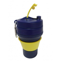 Складной силиконовый стакан с крышкой и трубочкой 350 мл Tonna Waist BLUE and YELLOW Володарськ-Волинський