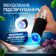 Набор мельниц для соли перца специй SBTR 2 предмета на батарейках Черный (SPM-12/Black) Александрия