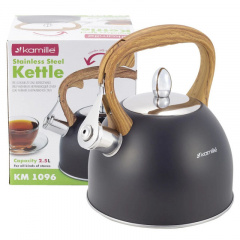 Чайник из нержавеющей стали со свистком Kamille KM 1096 2,5 л Черный Вольнянск